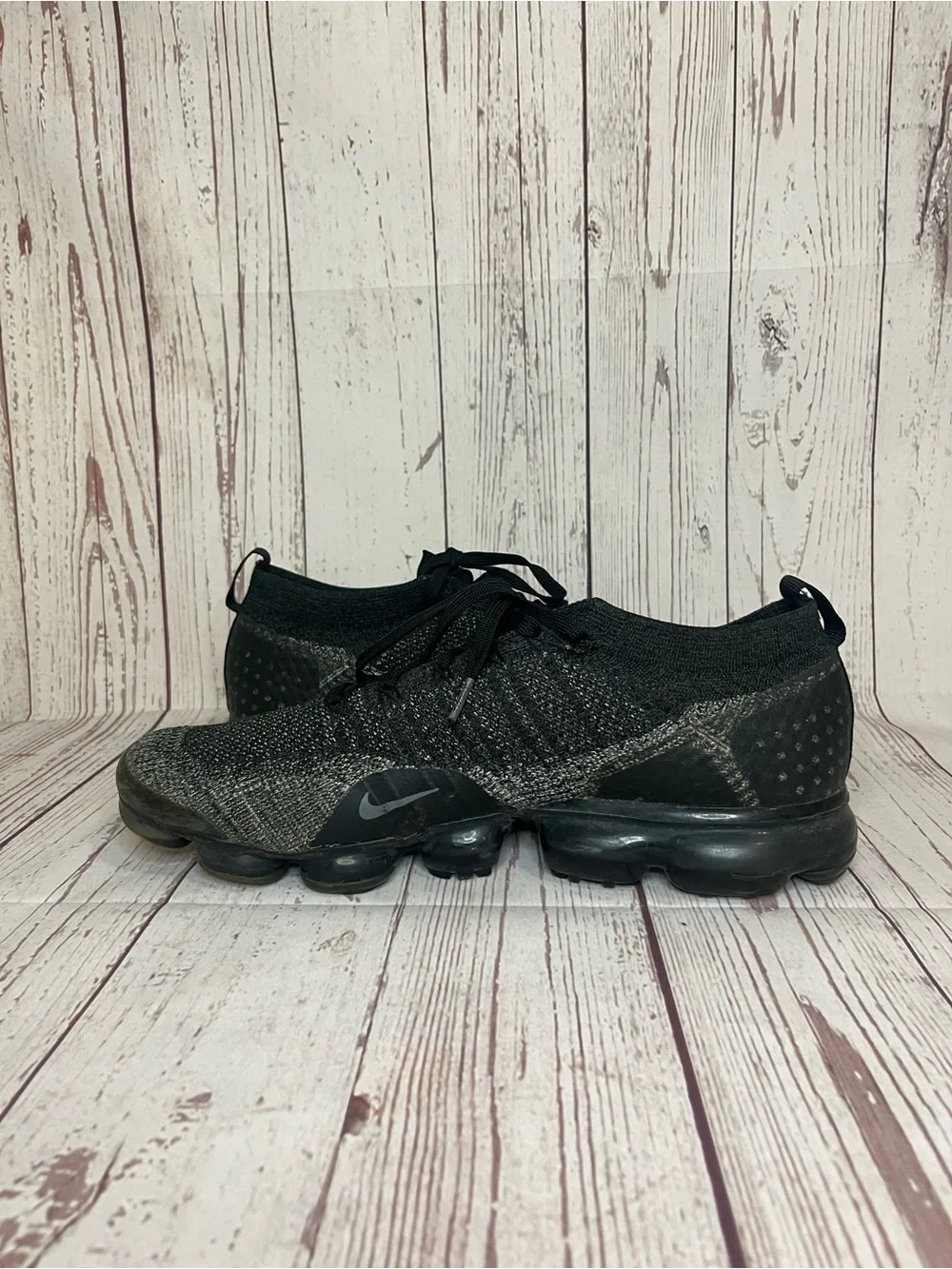 Nike Air Vapormax Flyknit 2 Men's Size 13 Running Shoes Black Gray